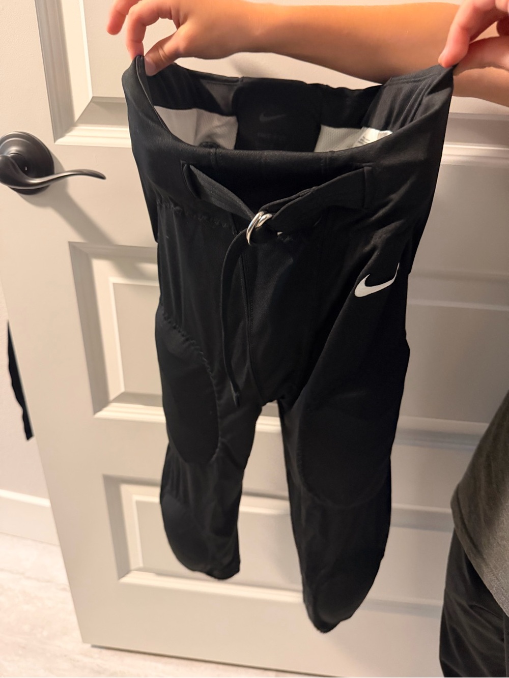 Nike Kids Black Protective Football Girdle Pants with White Swoosh